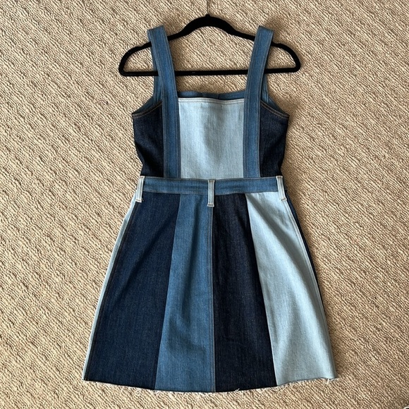 7 For All Mankind Patchwork A Line Button Front Mini Dress In Patchwork Found - Picture 7 of 9